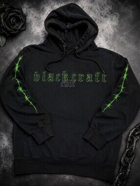 Blackcraft Cult Gothic Logo Hoodie M Black Green Graphic Pullover Unisex